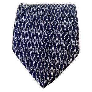 LES COPAINS Blue Geometric Silk Tie Made In Italy 58"-4" EX COND